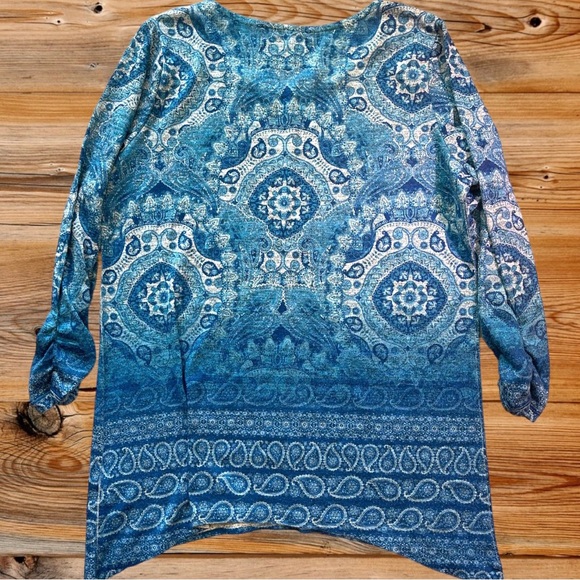 Kim Rogers Medium Blue Paisley Tunic Blouse - Picture 3 of 4